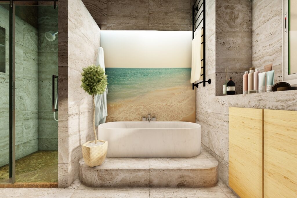 Bagno con tappezzeria