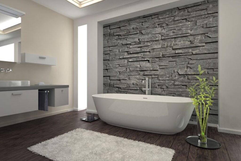 Bagno moderno con pietra