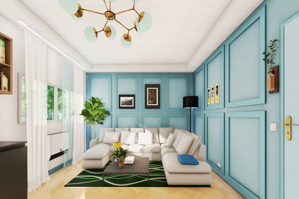 boiserie alta in blu