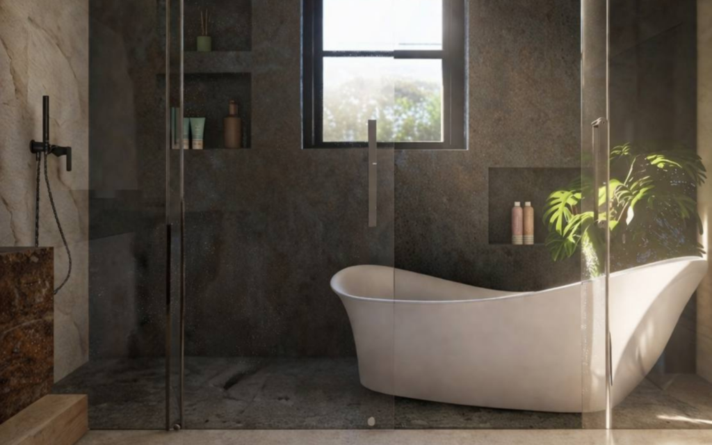 Bagno di lusso_luce naturale_verde