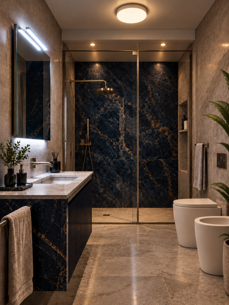 Bagno con progetto luce