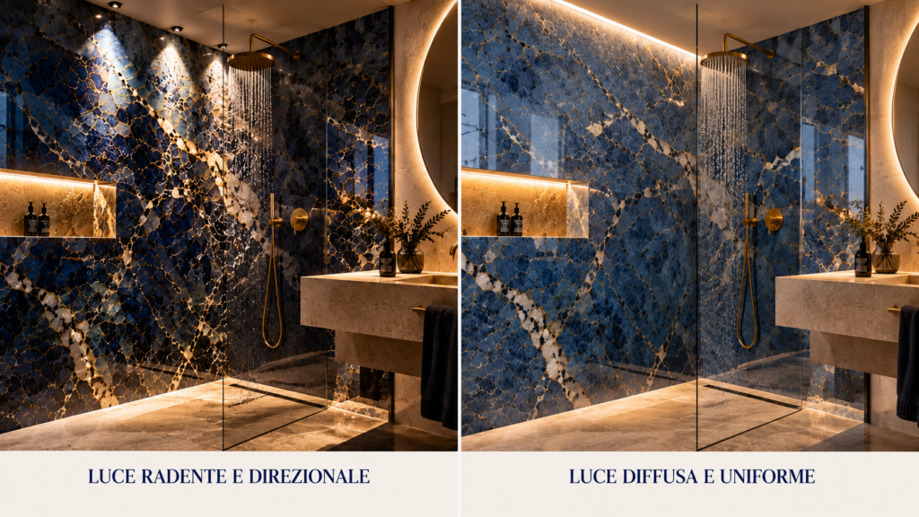 Confronto tra luci nel bagno di lusso